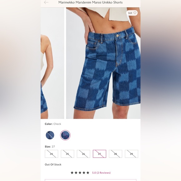 Marimekko Maridenim Marssi Unikko Shorts Check - Picture 3 of 3